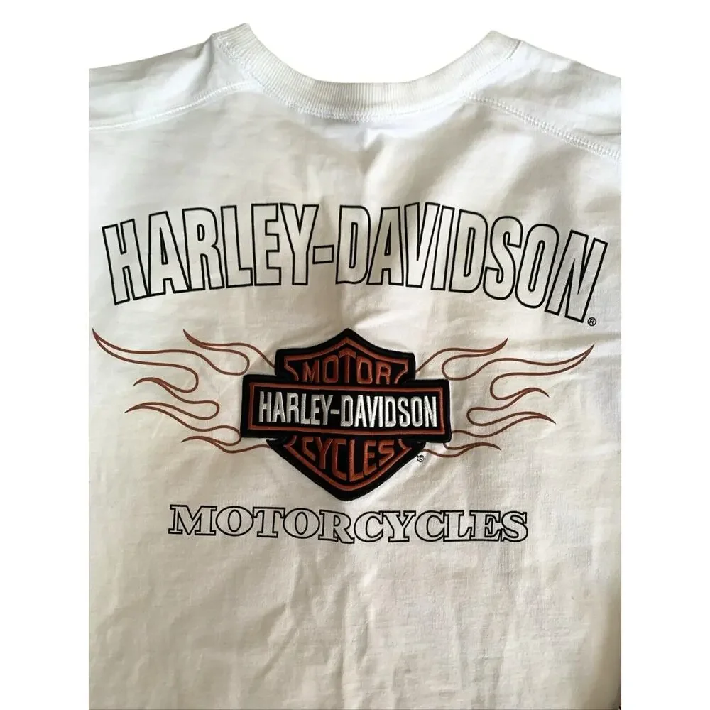 Harley Davidson Long Sleeve Flames Large Embroidered Back Size Large